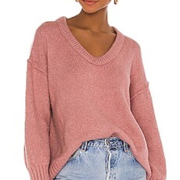 Free People Brookside Cotton Blend Tunic Sweater Alpine Rose - Picture 4 of 4
